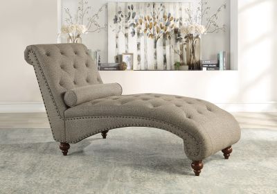 Brown Color 1pc Chaise Button-Tufted Nailhead Trim w Brown Color 1pc Chaise Button-Tufted Nailhead Trim w